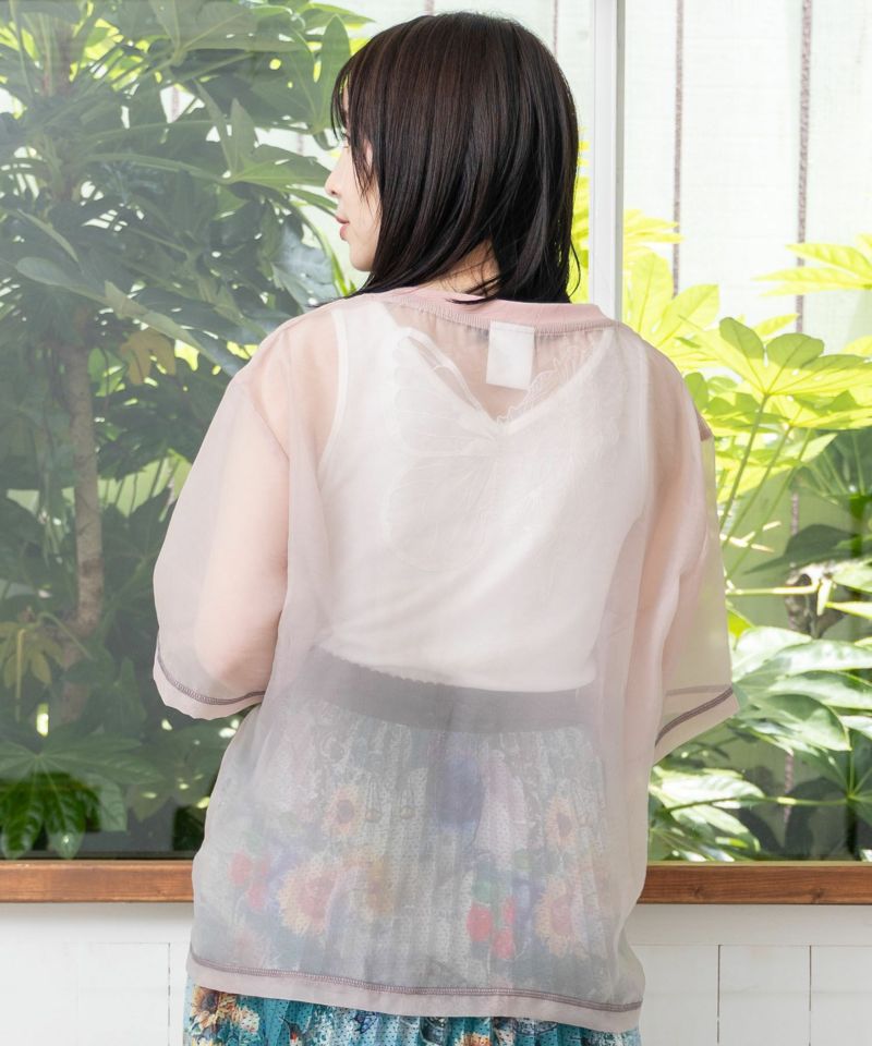 クマシルエット花柄シアープルオーバー-5