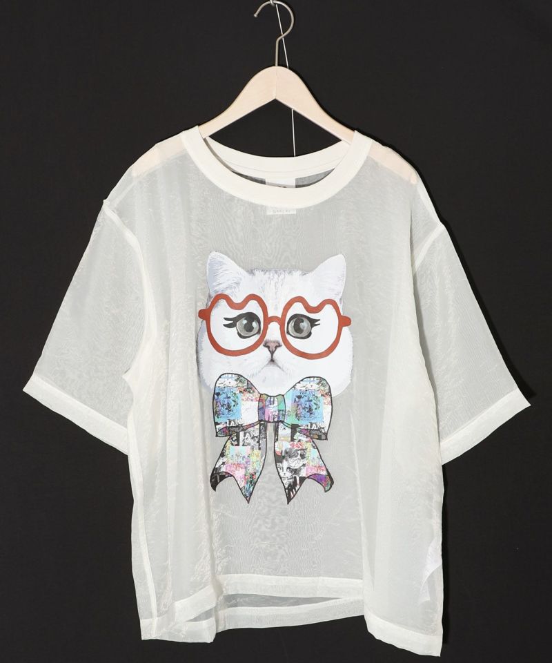 眼鏡リボンネコ柄シアープルオーバー-9