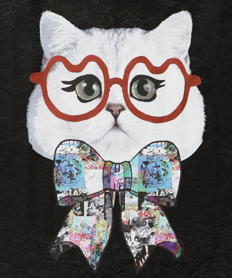 眼鏡リボンネコ柄シアープルオーバー-12