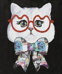 眼鏡リボンネコ柄シアープルオーバー-12