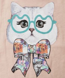眼鏡リボンネコ柄シアープルオーバー-14