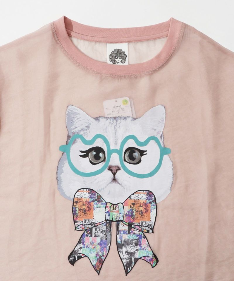眼鏡リボンネコ柄シアープルオーバー-15