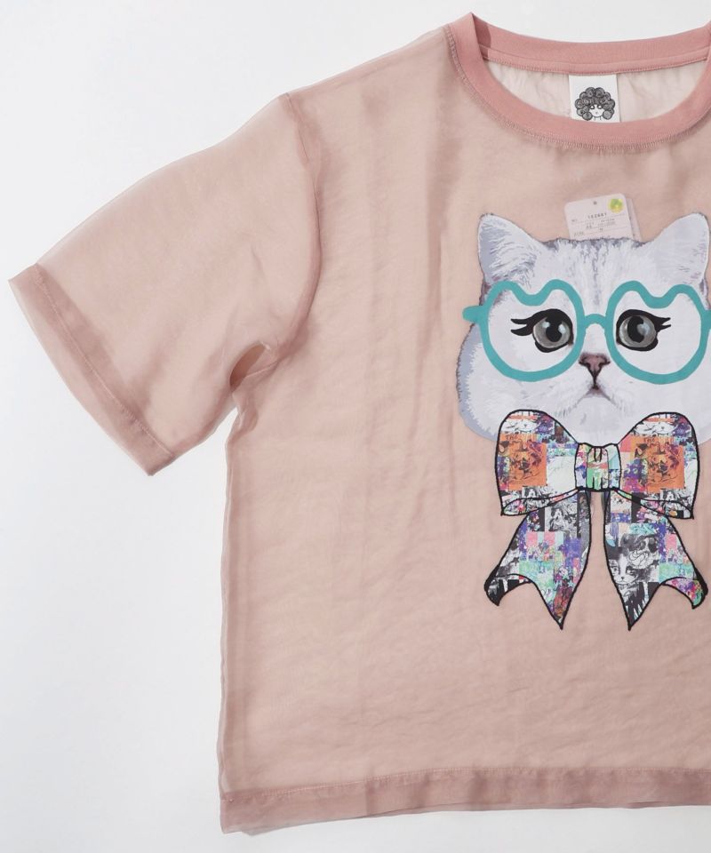 眼鏡リボンネコ柄シアープルオーバー-16