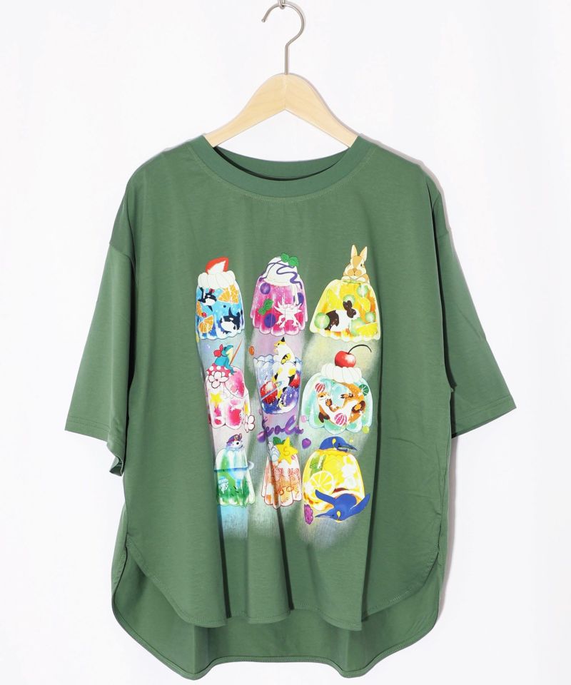 アニマルゼリー柄 接触冷感Tシャツ-13