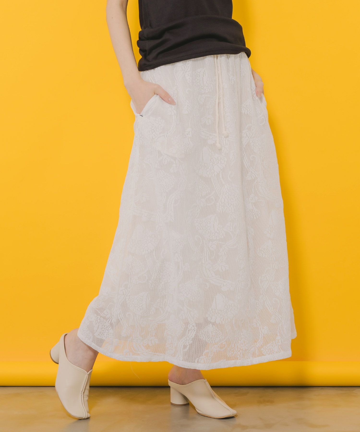 152642：ストライプ切替キャミワンピースの通販-ScoLar 