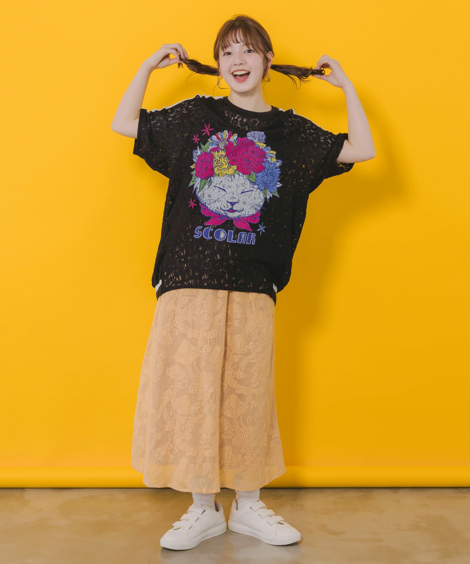 152655：オリジナルキノコ柄レーススカートの通販-ScoLar 