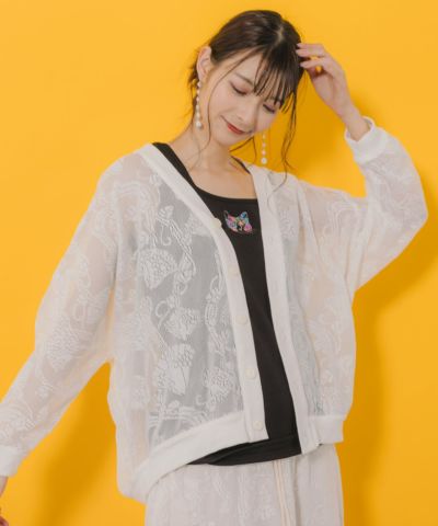 SCAPA レースカーディガン サイズ42 SCAPA - Scapa(スキャパ) カーディガン サイズ42 L レディース