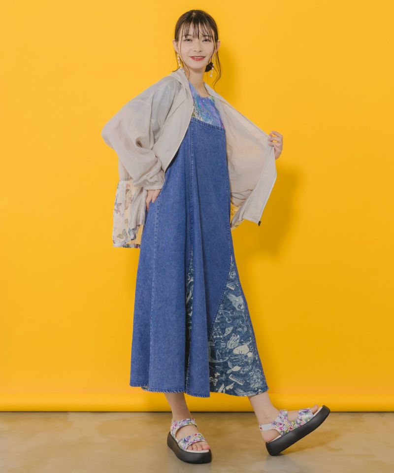 152649：蝶柄メッシュ切替コクーンパーカーの通販-ScoLar