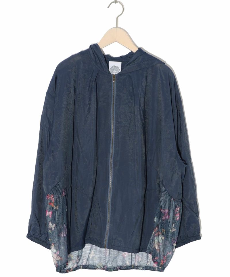 152649：蝶柄メッシュ切替コクーンパーカーの通販-ScoLar