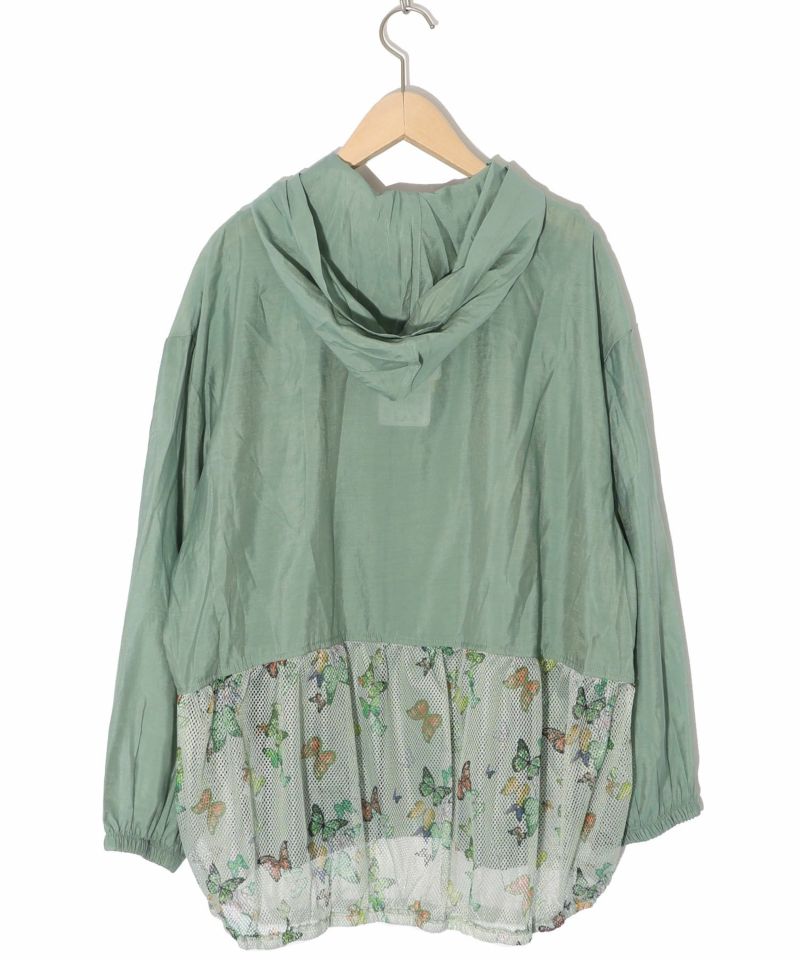 152649：蝶柄メッシュ切替コクーンパーカーの通販-ScoLar
