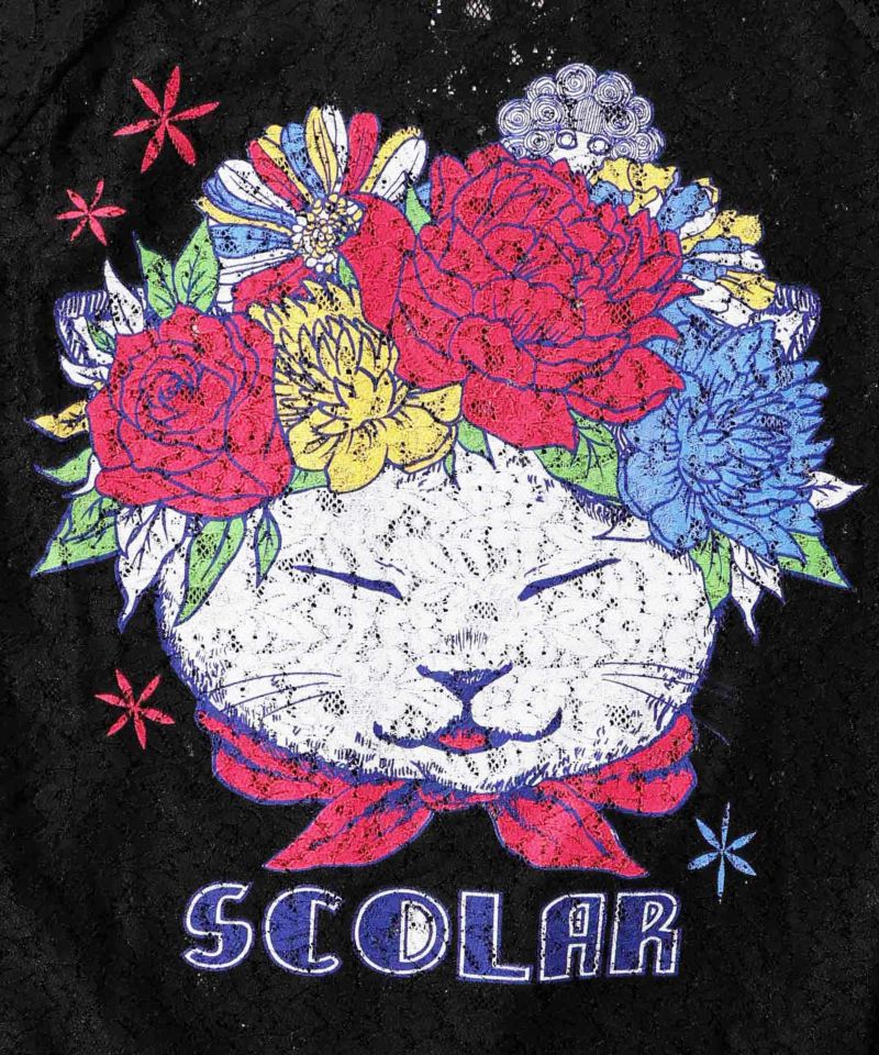 花ネコ柄レースTシャツ-11