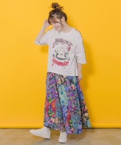 152643：花柄ネコパッチワーク風スカートの通販-ScoLar