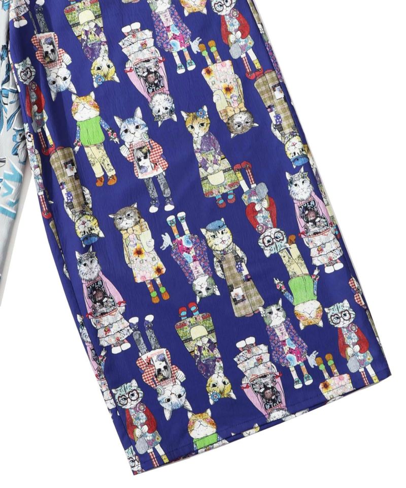 scolar スカラー 花xおしゃれネコバイカラー切替パンツ スカラー ScoLar 花×おしゃれネコ バイカラー切替パンツ