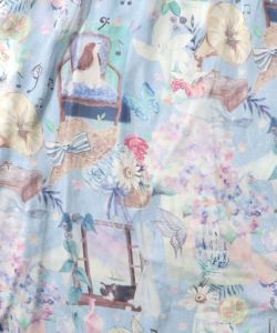紫陽花のある海辺のお部屋柄 切替スカート-13