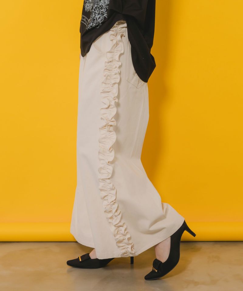 花蝶刺繍 サイドフリルパンツ-3