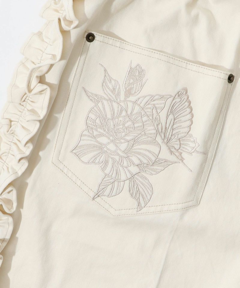 花蝶刺繍 サイドフリルパンツ-9