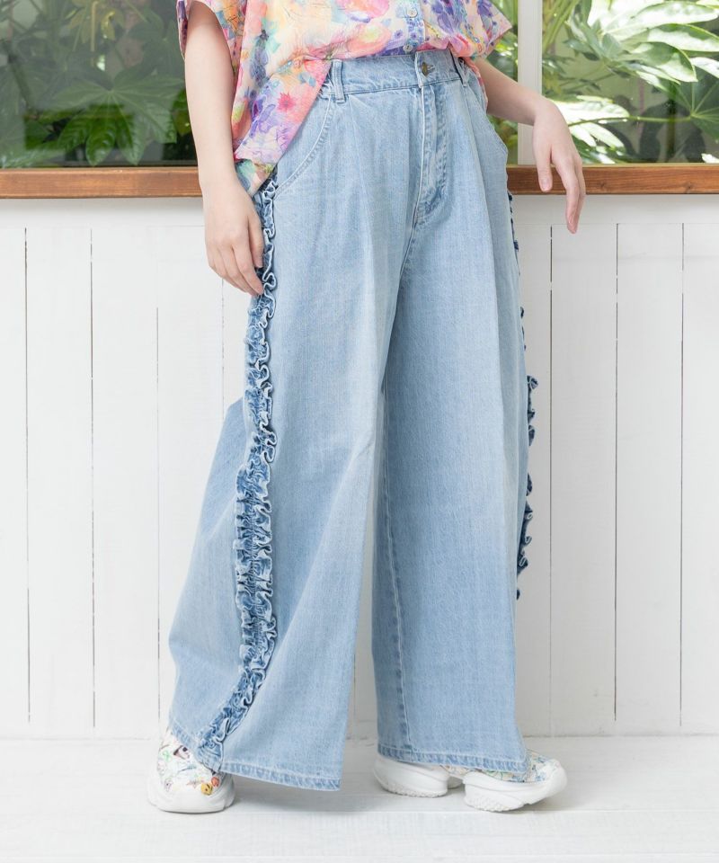 花蝶刺繍 サイドフリルパンツ-13