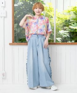 552234：花蝶刺繍 サイドフリルパンツの通販-ScoLar