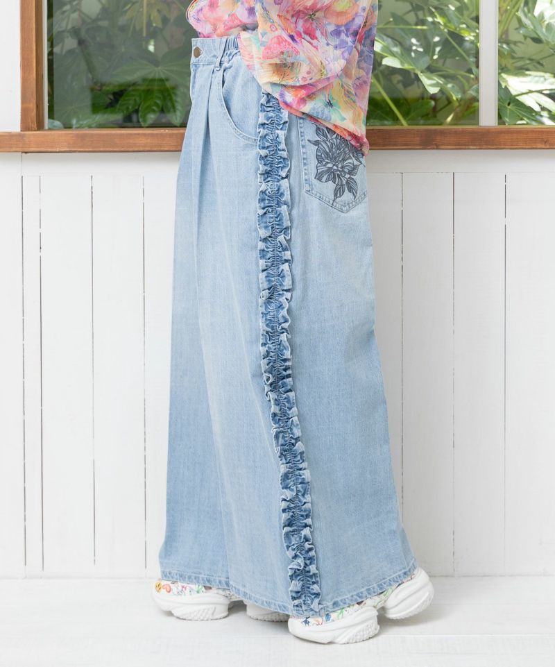 花蝶刺繍 サイドフリルパンツ-花蝶刺繍 サイドフリルパンツ-15