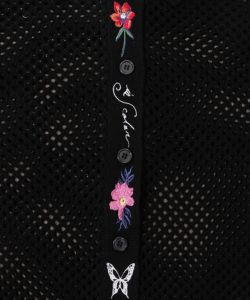 花蝶刺繍 メッシュ編みシャツ-9