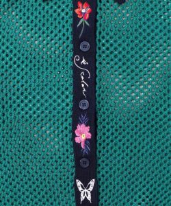 花蝶刺繍 メッシュ編みシャツ-13