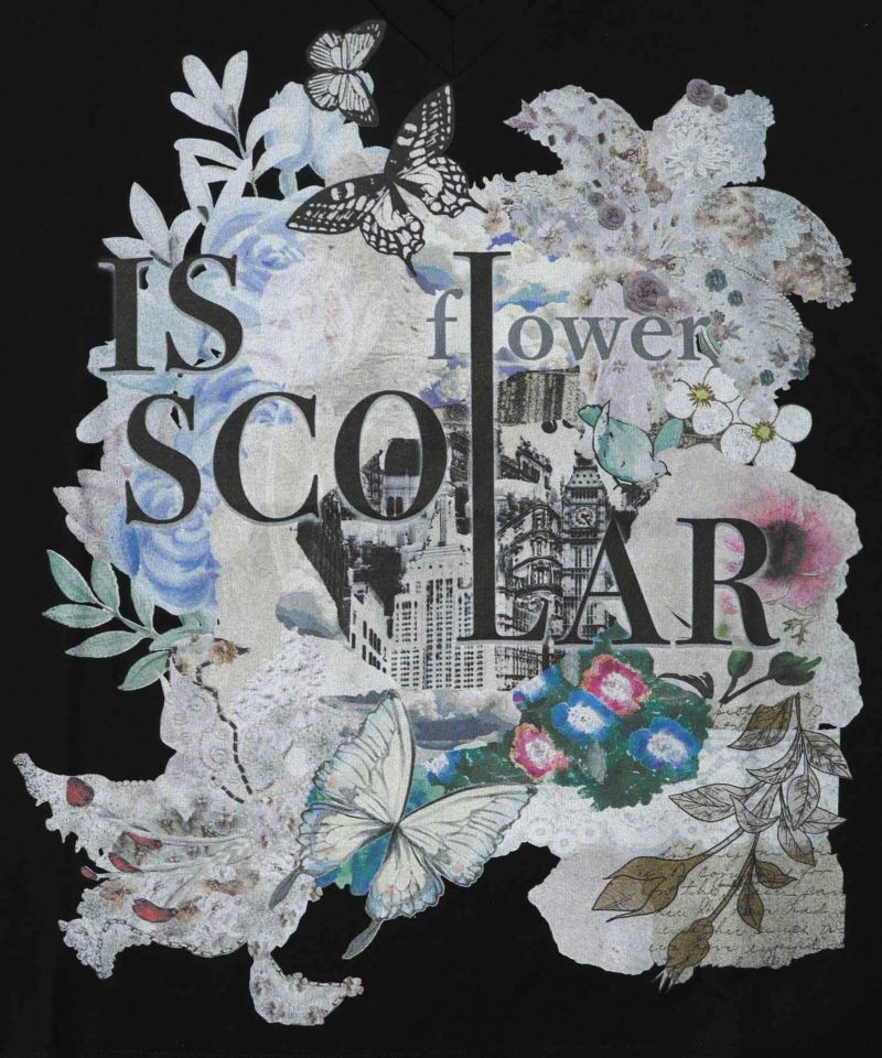 552225：ロゴ花蝶柄 スリット入りTシャツの通販-ScoLar