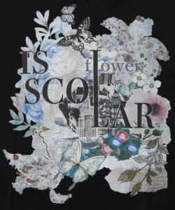 ロゴ花刺繍 スリット入りTシャツ-12