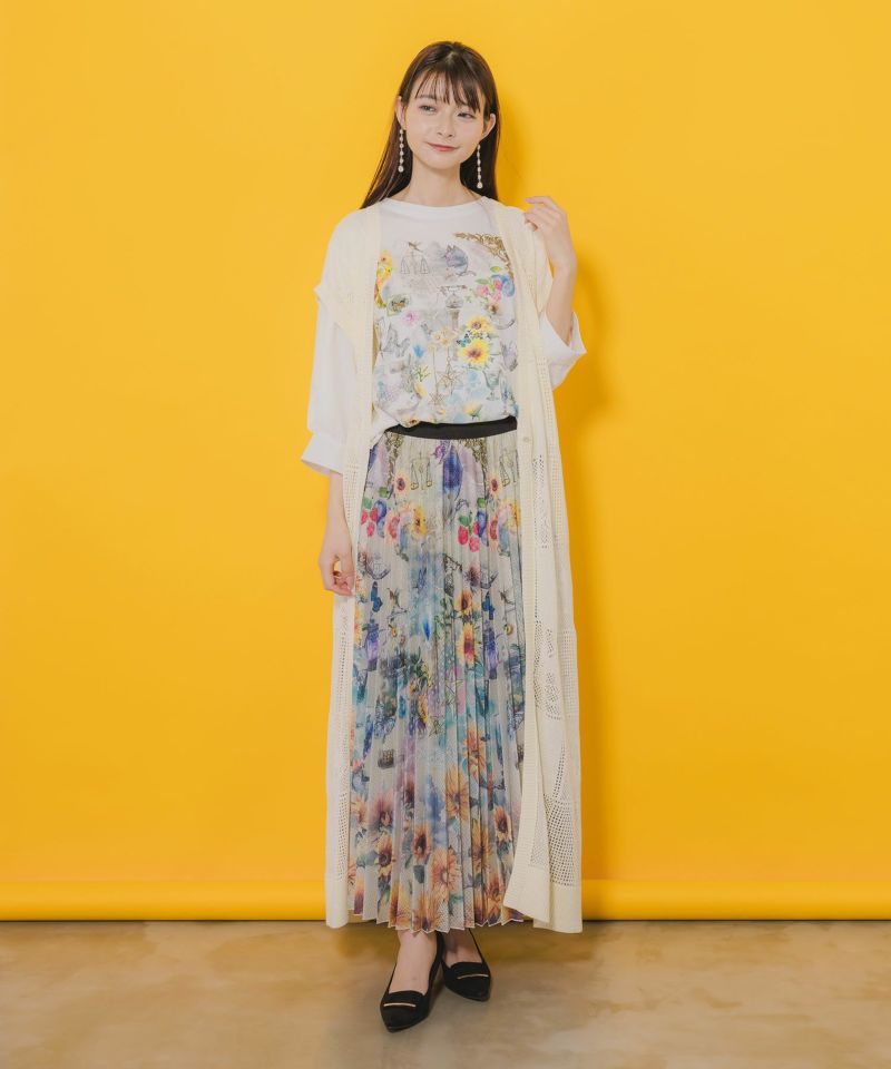 透かし編みニットロングベスト-6
