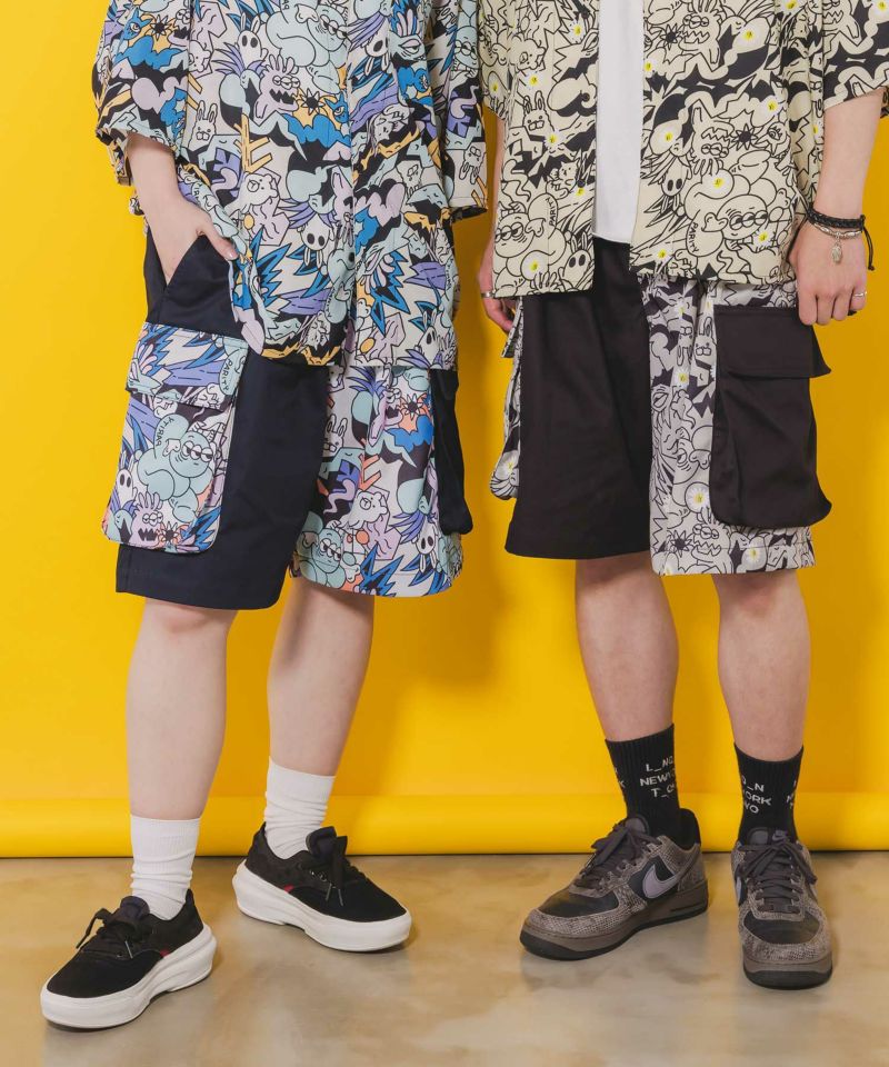 パリティのモンスター柄 切替ハーフパンツ-1