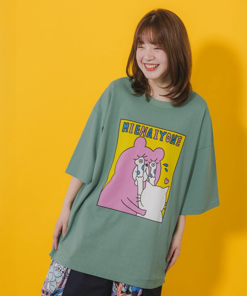 ネコとクマとチンアナゴ柄 BIG-Tシャツ-1