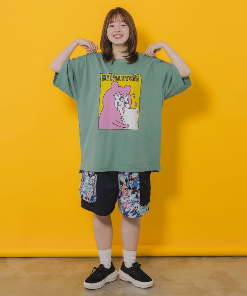 ネコとクマとチンアナゴ柄 BIG-Tシャツ-2