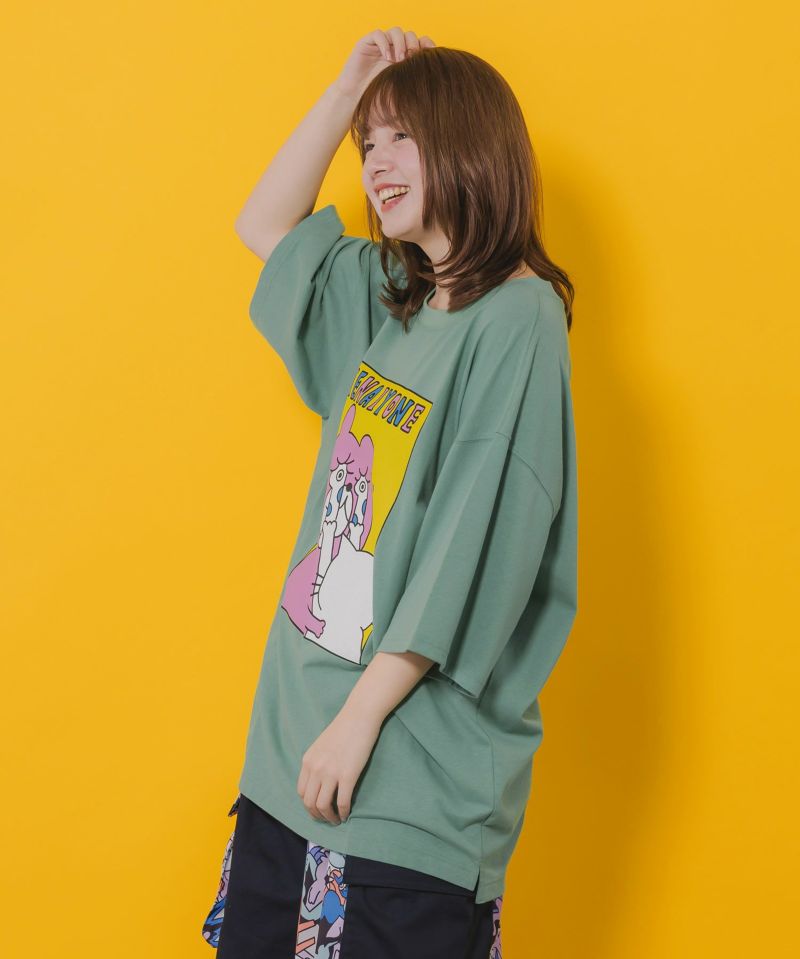 ネコとクマとチンアナゴ柄 BIG-Tシャツ-3