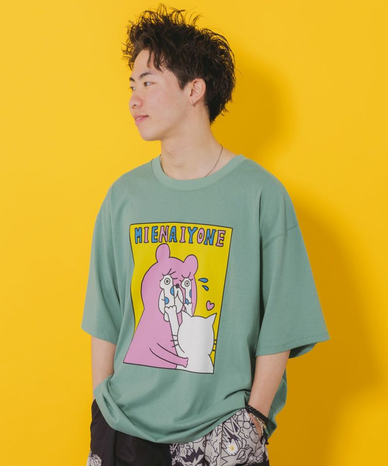 ネコとクマとチンアナゴ柄 BIG-Tシャツ-16