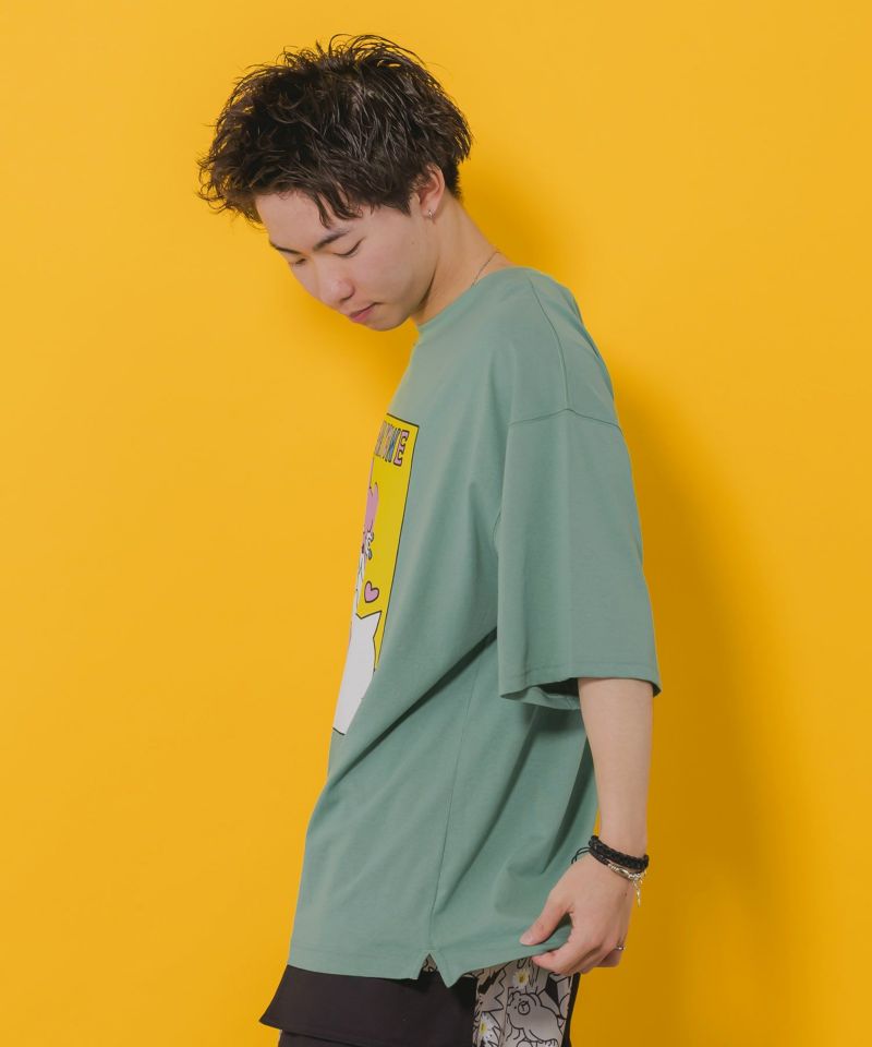 ネコとクマとチンアナゴ柄 BIG-Tシャツ-18