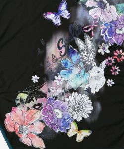 花アニマル柄 バイカラー切替チュニック-16