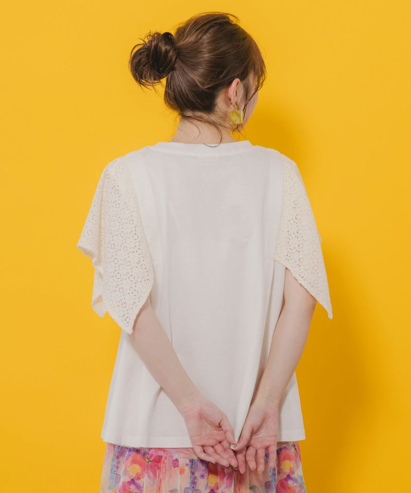 オレンジスカラーちゃん 柄レース袖Tシャツ-5