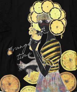 オレンジスカラーちゃん 柄レース袖Tシャツ-12