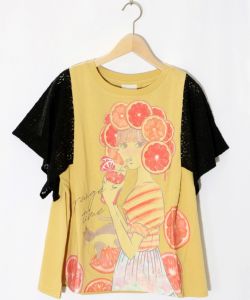たーちゃん 152668：オレンジスカラーちゃん 柄レース袖Tシャツの通販-ScoLar