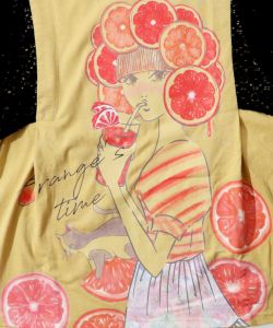 オレンジスカラーちゃん 柄レース袖Tシャツ-14