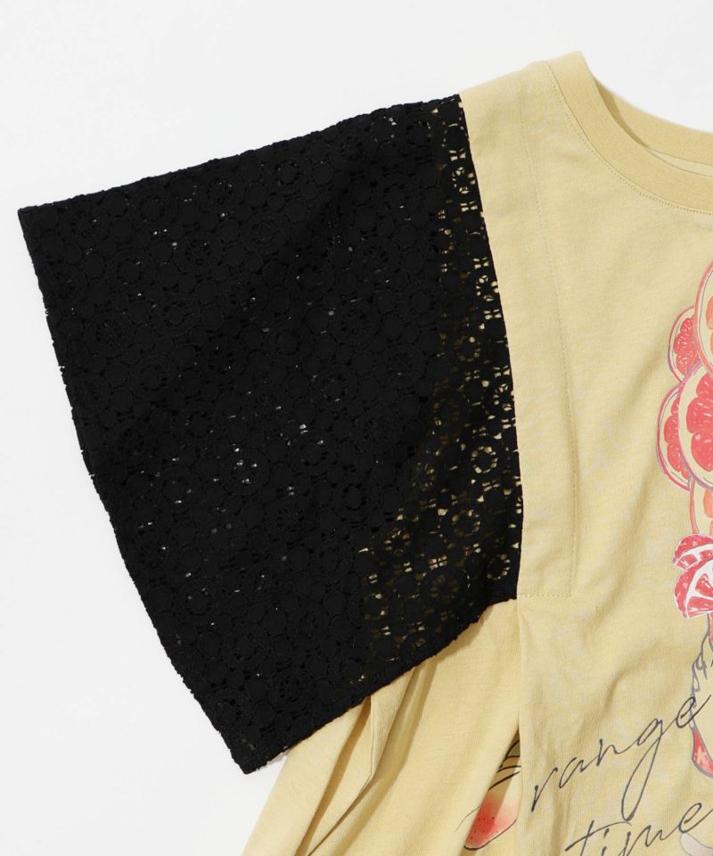 オレンジスカラーちゃん 柄レース袖Tシャツ-16