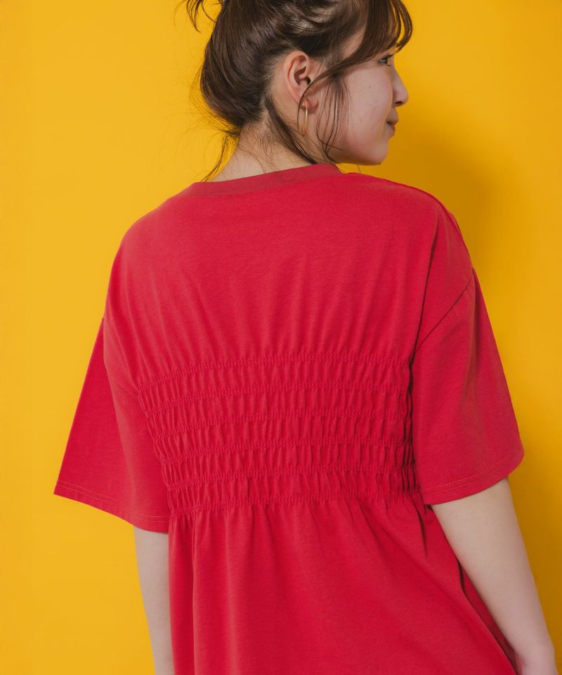 SCRロゴ花柄 シャーリングTシャツ-4