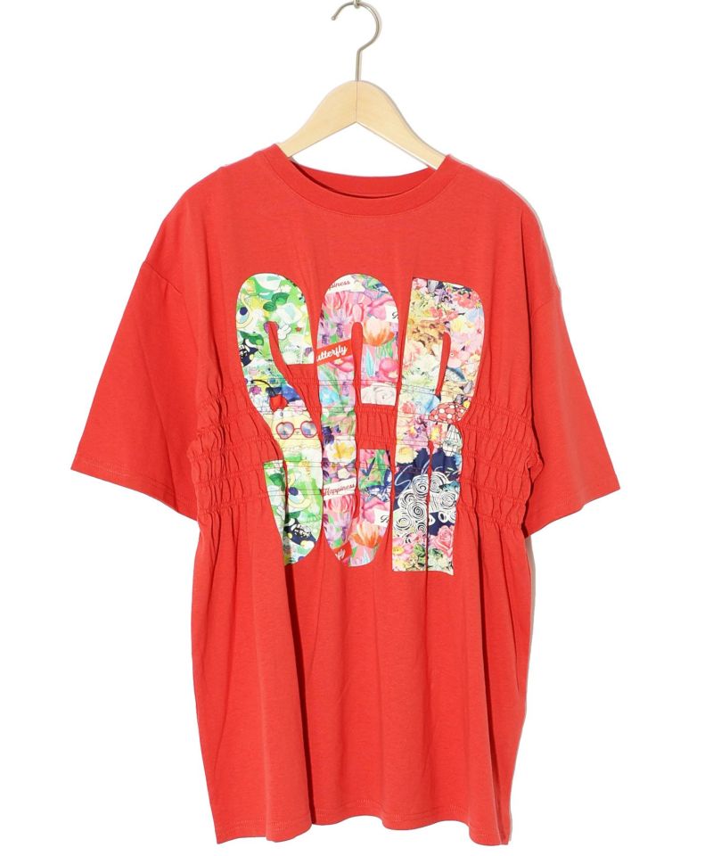 SCRロゴ花柄 シャーリングTシャツ-10