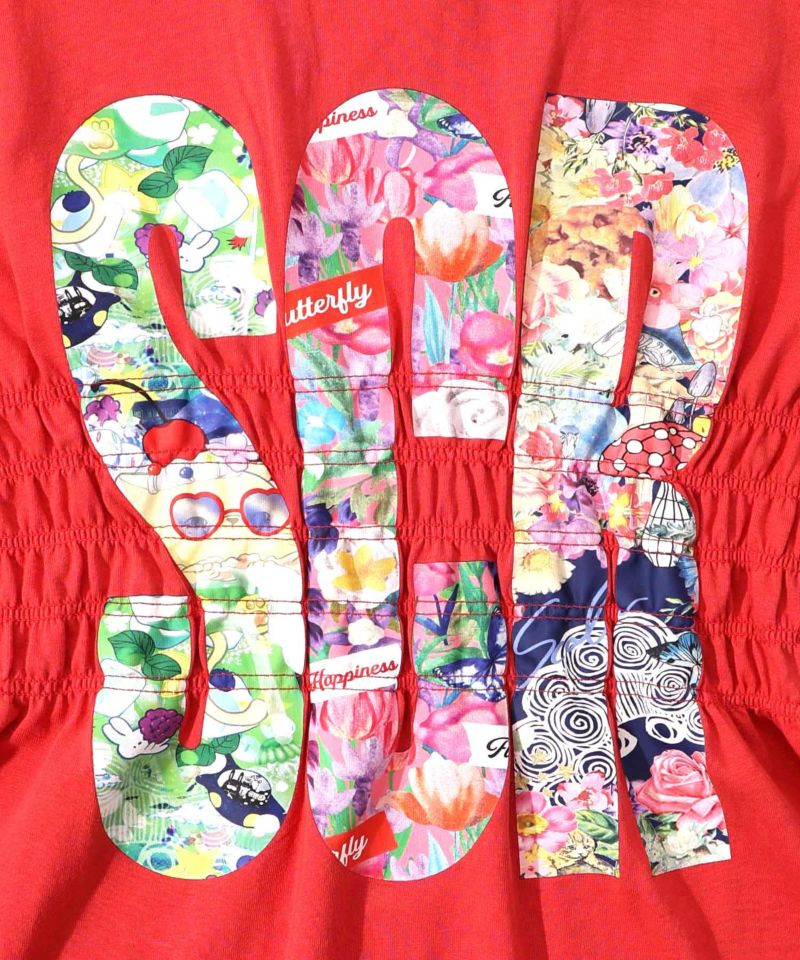 SCRロゴ花柄 シャーリングTシャツ-12