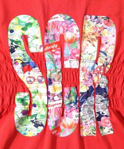 SCRロゴ花柄 シャーリングTシャツ-12