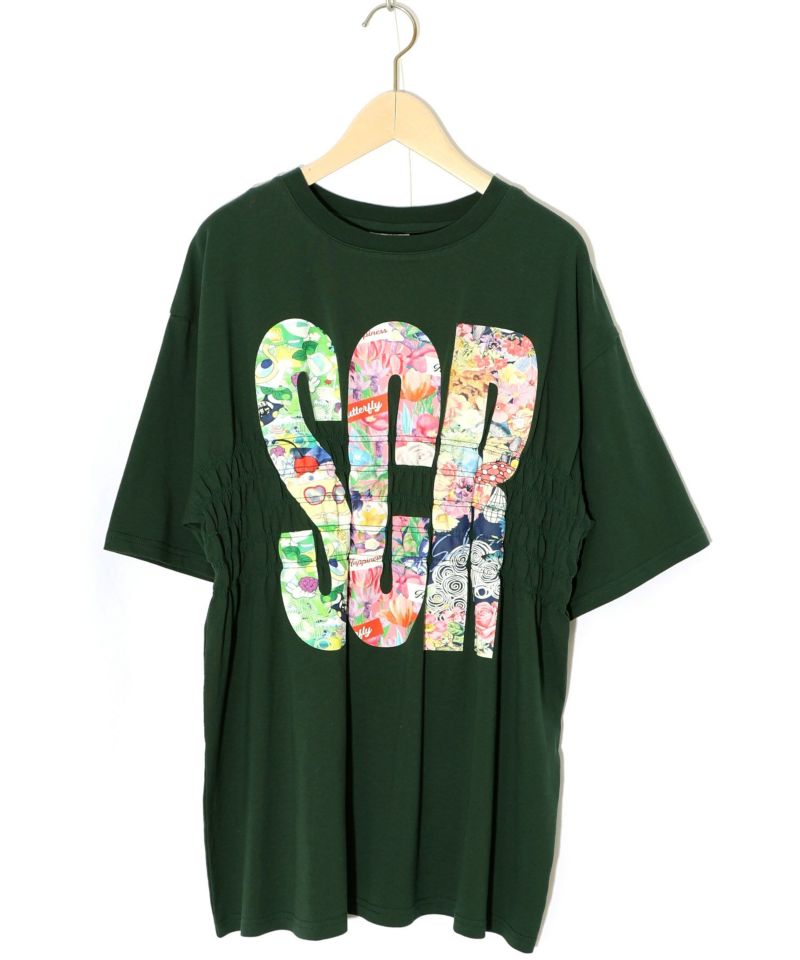SCRロゴ花柄 シャーリングTシャツ-13