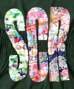 SCRロゴ花柄 シャーリングTシャツ-15