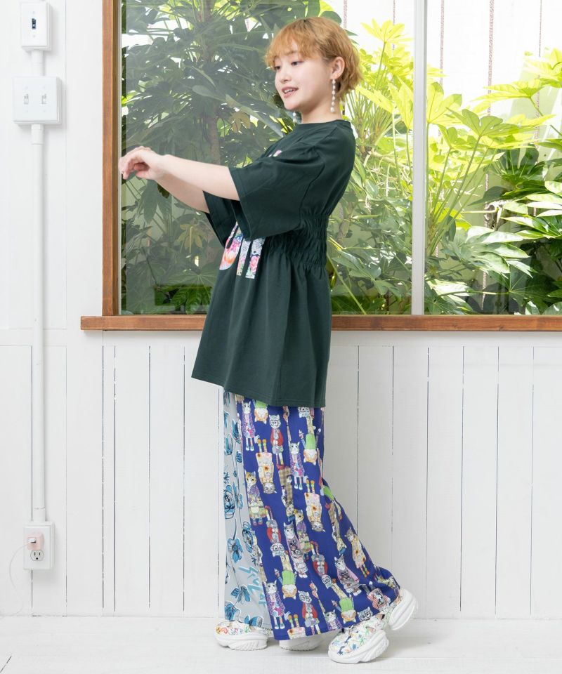 SCRロゴ花柄 シャーリングTシャツ-19