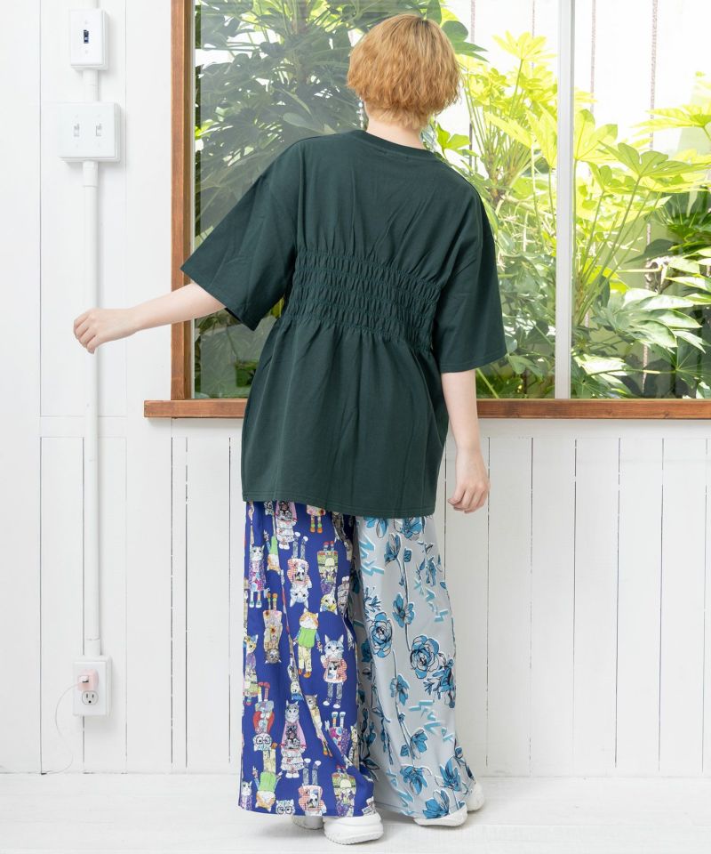 SCRロゴ花柄 シャーリングTシャツ-21