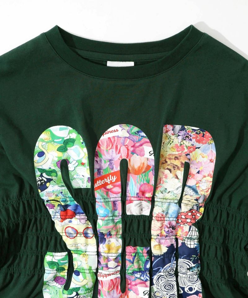 SCRロゴ花柄 シャーリングTシャツ-23