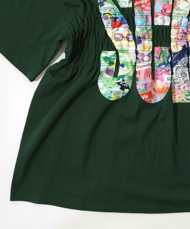 SCRロゴ花柄 シャーリングTシャツ-25